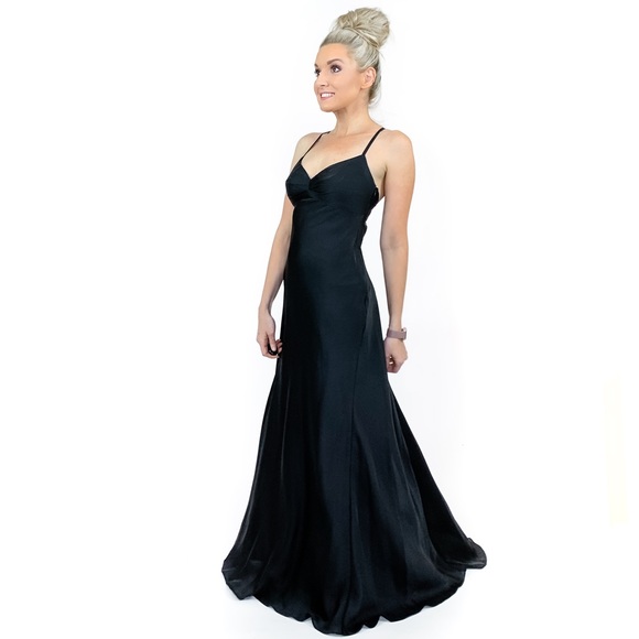 Black Simple Bridesmaid Prom Dress Davids Bridal - Picture 5 of 8